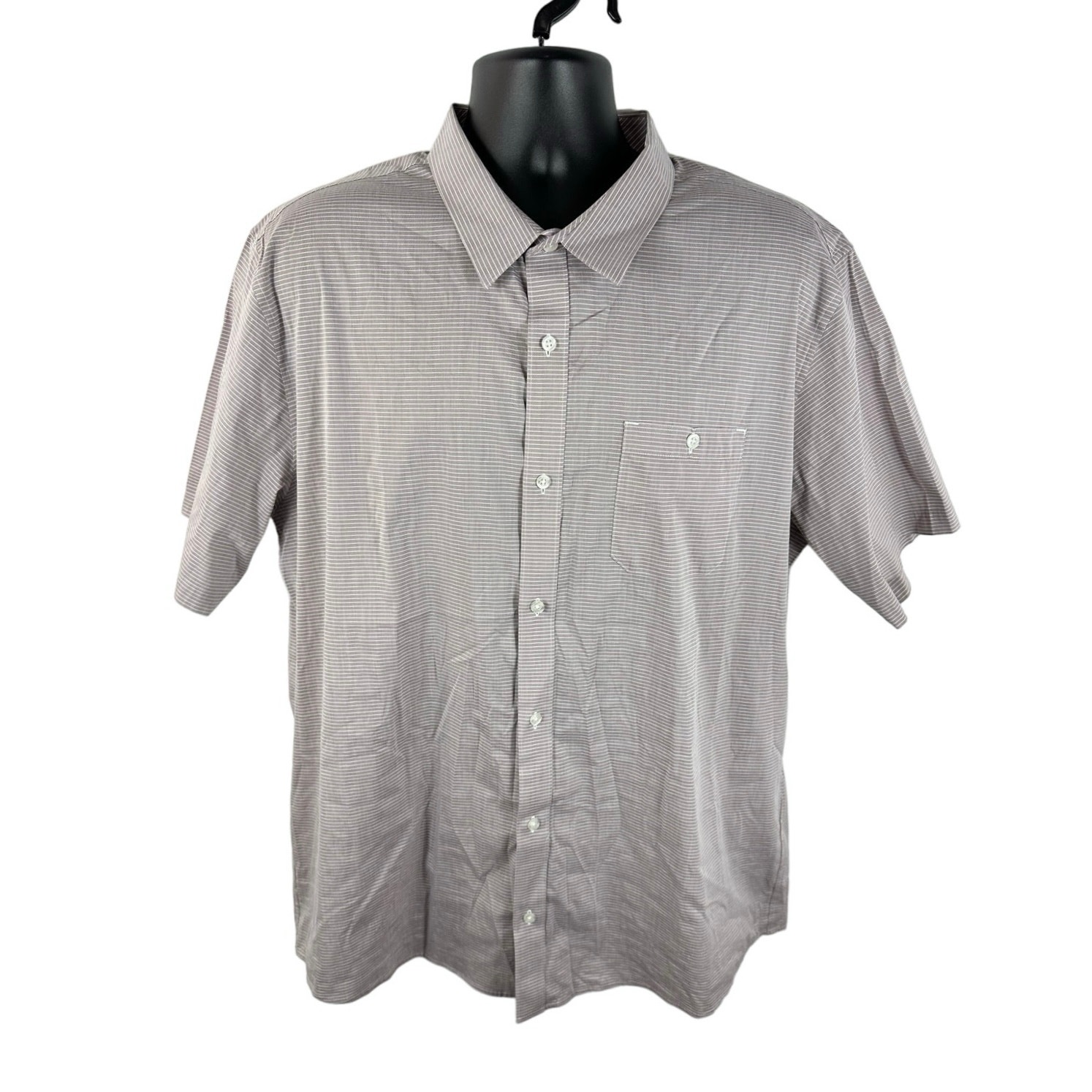 Travis Mathew Lightweight Button Up Short Sleeve Purple Stripe Size 2xl
